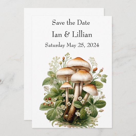 Mushroom Rustic Save the Date Kaart (Voorkant / Achterkant)
