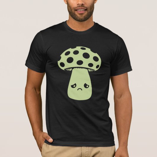 Mushroom Sad Unhappy Face Kawaii Disappointed Mela T-shirt (Voorkant)