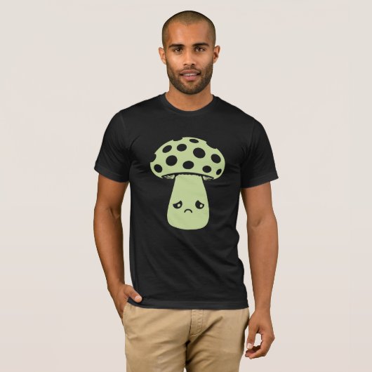 Mushroom Sad Unhappy Face Kawaii Disappointed Mela T-shirt (Voorkant volledig)