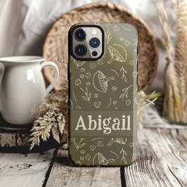 Mushroom Sage Green Woodland Design Funky Boho Case-Mate iPhone 14 Hoesje