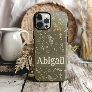 Mushroom Sage Green Woodland Design Funky Boho Case-Mate iPhone 14 Hoesje