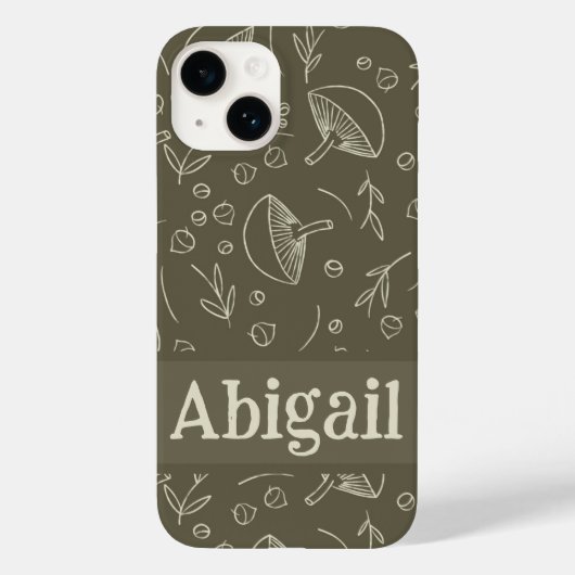 Mushroom Sage Green Woodland Design Funky Boho Case-Mate iPhone Case (Achterkant)