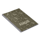 Mushroom Sage Green Woodland Design Funky Boho Notitieboek (Rechterzijde)
