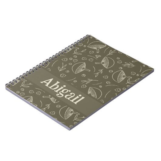 Mushroom Sage Green Woodland Design Funky Boho Notitieboek (Linkerzijde)