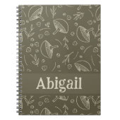 Mushroom Sage Green Woodland Design Funky Boho Notitieboek (Voorkant)