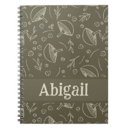 Mushroom Sage Green Woodland Design Funky Boho Notitieboek