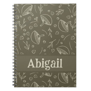 Mushroom Sage Green Woodland Design Funky Boho Notitieboek