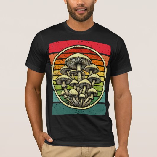  Mushroom Sunset retro geïnspireerd natuur liefde T-shirt (Voorkant)
