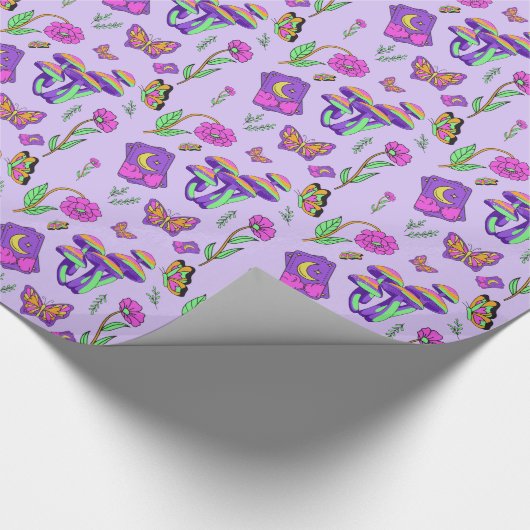 Mushroom Tarot Vibrant Psychedelic Esoteric Cadeaupapier (Hoek)