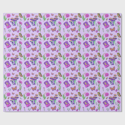 Mushroom Tarot Vibrant Psychedelic Esoteric Cadeaupapier (Vlak)