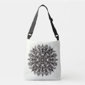 Mushroom tattoo zwart wit psychedelische mandala crossbody tas (Voorkant)