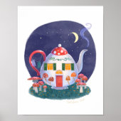Mushroom Theepot Cottage Art Print (Voorkant)