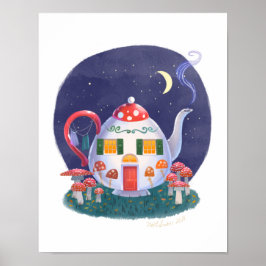 Mushroom Theepot Cottage Art Print
