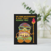 Mushroom Tiki Chef met Grappige Quote, Zwart Briefkaart (Staand voorkant)