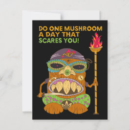 Mushroom Tiki Chef met Grappige Quote, Zwart Briefkaart