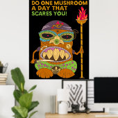 Mushroom Tiki Chef met Grappige Quote, Zwart Poster (Thuiskantoor)