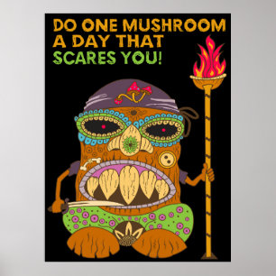 Mushroom Tiki Chef met Grappige Quote, Zwart Poster