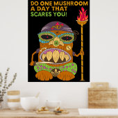 Mushroom Tiki Chef met Grappige Quote, Zwart Poster (Keuken)