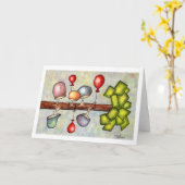 Mushroom Tree Waterverf Wenskaart Kaart (Gele Bloem)