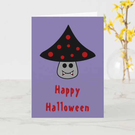 Mushroom Vampire Halloween Kaart (Gele Bloem)