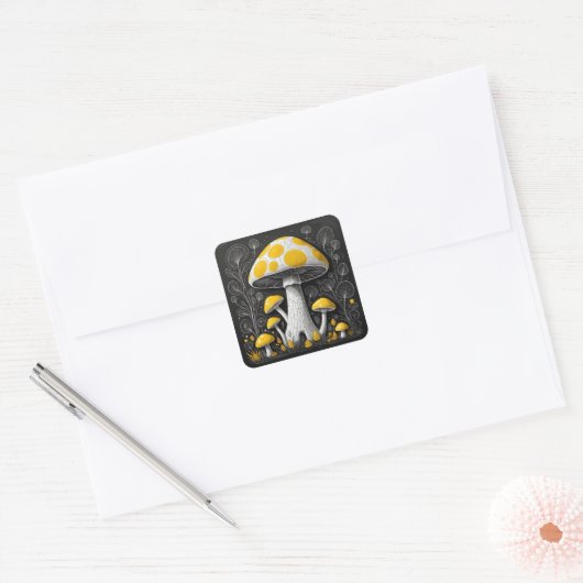 Mushroom Vierkante Sticker (Envelop)