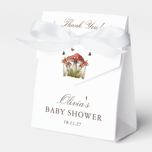 Mushroom vlinder thema Baby shower dank u Bedankdoosjes (Voorkant Zijde)