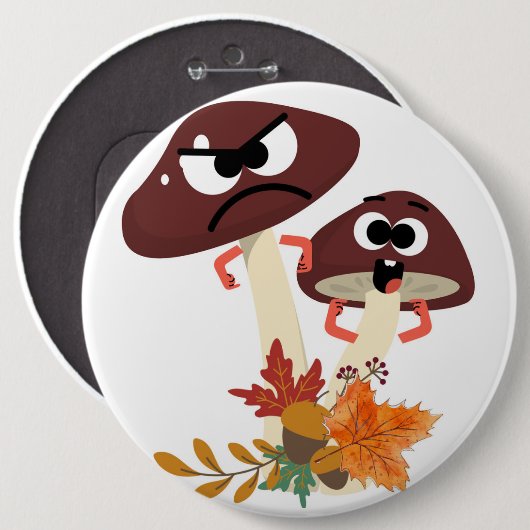 MUSHROOM-VRIENDEN RONDE BUTTON 6,0 CM (Voorkant /achterkant)