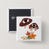 MUSHROOM-VRIENDEN VIERKANTE BUTTON 5,1 CM (Voorkant /achterkant)