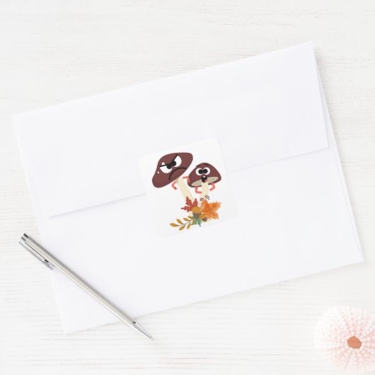 MUSHROOM-VRIENDEN VIERKANTE STICKER (Envelop)