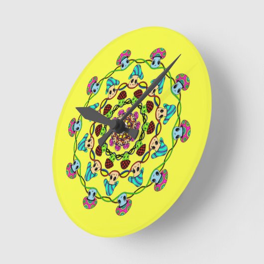 mushroom wall clock ronde klok (Hoek)