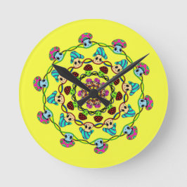mushroom wall clock ronde klok