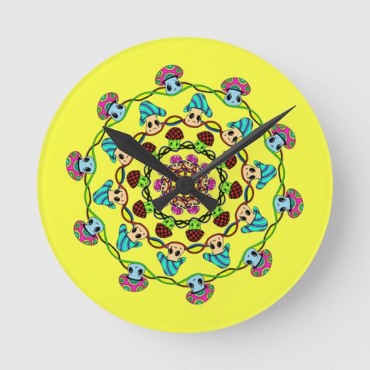 mushroom wall clock ronde klok (Voorkant)