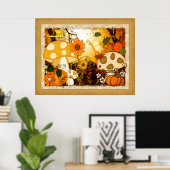 Mushroom Whimsical Autumn Fantasy Poster (Thuiskantoor)