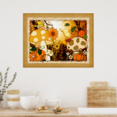 Mushroom Whimsical Autumn Fantasy Poster (Keuken)