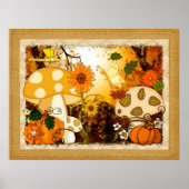 Mushroom Whimsical Autumn Fantasy Poster (Voorkant)