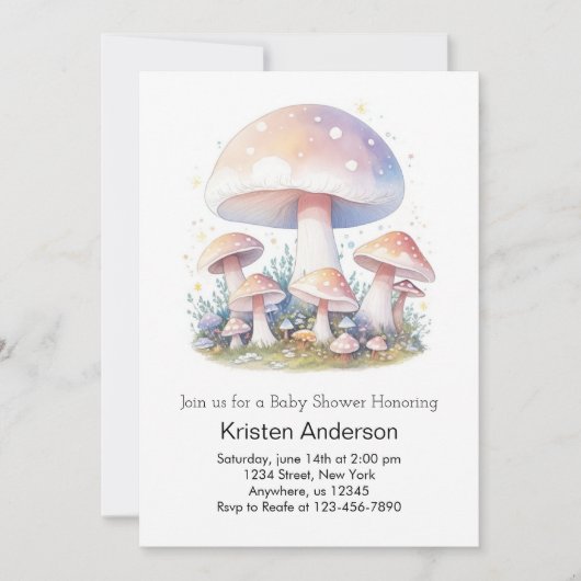Mushroom Wonderland Enchantment Meisje Baby shower Kaart (Voorkant)