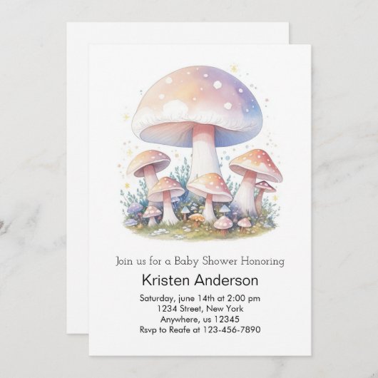 Mushroom Wonderland Enchantment Meisje Baby shower Kaart (Voorkant / Achterkant)