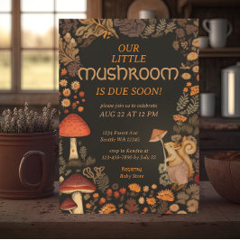 Mushroom Woodland Animal Forest Baby shower Kaart