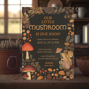 Mushroom Woodland Animal Forest Baby shower Kaart