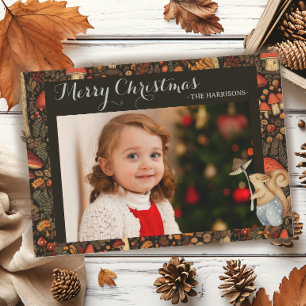 Mushroom Woodland Animal Forest Kerstmis Feestdagenkaart