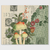 Mushroom Woodland Antiek Burlap Lace Cadeaupapier (Vlak)