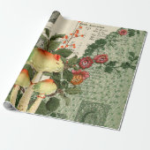 Mushroom Woodland Antiek Burlap Lace Cadeaupapier (Uitgerold)