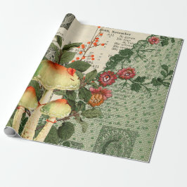 Mushroom Woodland Antiek  Burlap Lace Cadeaupapier