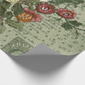 Mushroom Woodland Antiek Burlap Lace Cadeaupapier (Hoek)
