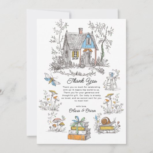 Mushroom Woodland Baby Shower Bedankkaart (Voorkant)