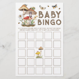 Mushroom Woodland Baby shower Bingo Kaart | grilli