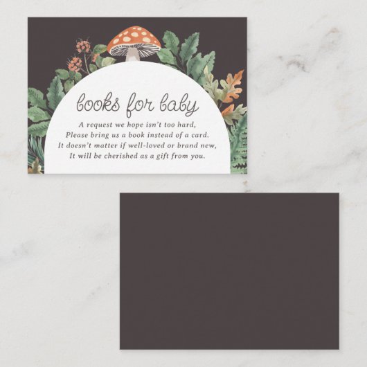 Mushroom Woodland Baby shower Boeken voor Baby Informatiekaartje (Voorkant / Achterkant)