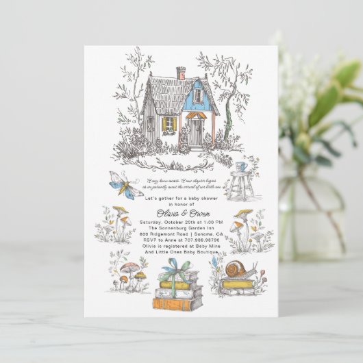 Mushroom Woodland Baby Shower Kaart (Staand voorkant)