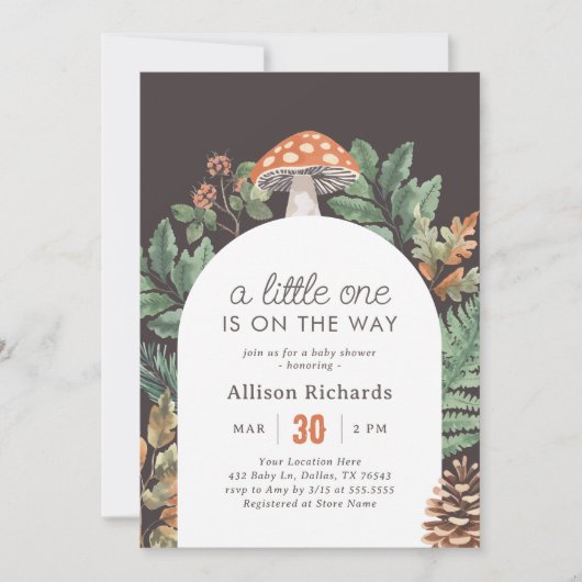 Mushroom Woodland Baby shower Kaart (Voorkant)