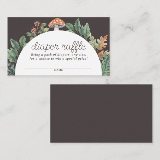Mushroom Woodland Baby shower Luier Raffle Ticket Informatiekaartje (Voorkant / Achterkant)